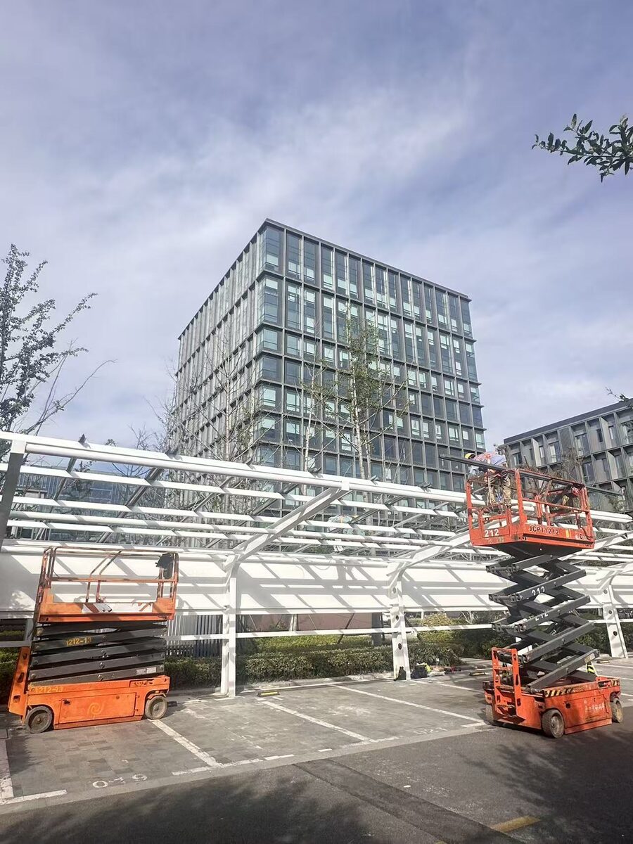 Solar carport under construction